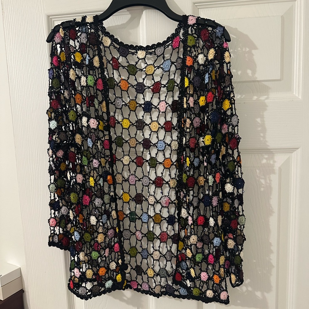 Crochet Open-Knit Multicolor Women's Sweater